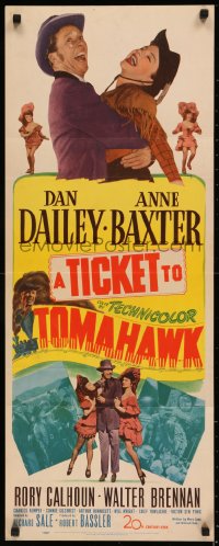 7t0642 TICKET TO TOMAHAWK insert 1950 great images of wacky Dan Dailey & pretty cowgirl Ann Baxter!
