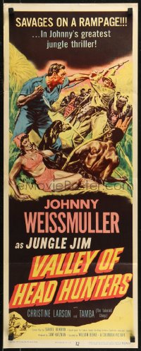 7t0652 VALLEY OF HEAD HUNTERS insert 1953 Johnny Weismuller as Jungle Jim fights natives!