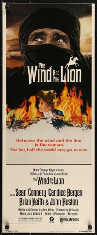 7t0661 WIND & THE LION insert 1975 art of Sean Connery & Candice Bergen, directed by John Milius!