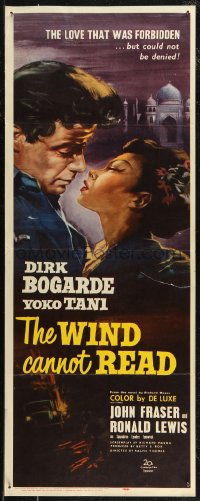 7t0662 WIND CANNOT READ insert 1960 romantic close up art of Dirk Bogarde & Yoko Tani in British India!