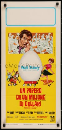 7t0852 $1,000,000 DUCK Italian locandina 1971 Disney, a duck lays a 24 karat omelet!