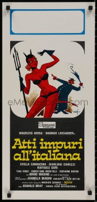 7t0863 ATTI IMPURI ALL'ITALIANA Italian locandina 1976 art of sexy devil and cop by Enrico De Seta!