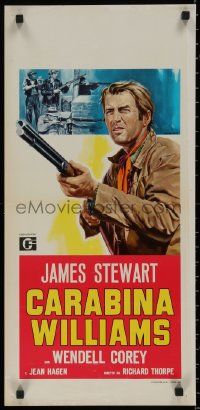 7t0885 CARBINE WILLIAMS Italian locandina R1964 different art of James Stewart with rifle!
