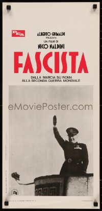 7t0916 FASCISTA Italian locandina 1974 Facist, image of Benito Mussolini saluting on balcony!