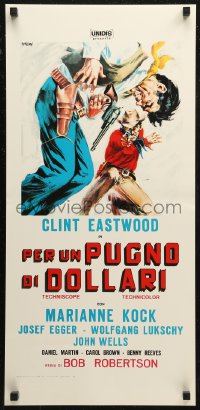 7t0923 FISTFUL OF DOLLARS Italian locandina R1970s different artwork of generic cowboy by Symeoni!