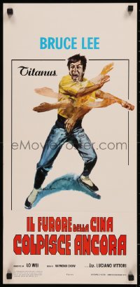 7t0924 FISTS OF FURY Italian locandina R1980s artwork of Bruce Lee in action by Averado Ciriello!