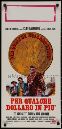7t0928 FOR A FEW DOLLARS MORE Italian locandina R1970s Sergio Leone, Clint Eastwood, red title!