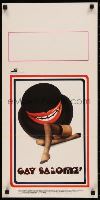 7t0938 GAY SALOME Italian locandina 1980 Michele Massimo Tarantini, art of smiling hat & sexy legs!