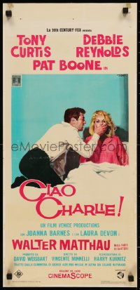 7t0943 GOODBYE CHARLIE Italian locandina 1964 Tony Curtis, sexy Debbie Reynolds, Nistri art!