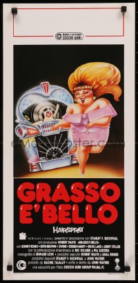 7t0954 HAIRSPRAY Italian locandina 1988 cult musical by Waters, different Cecchini art of Divine!