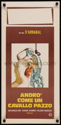 7t0967 I WILL WALK LIKE A CRAZY HORSE Italian locandina 1975 art of naked woman & hanging skeleton!