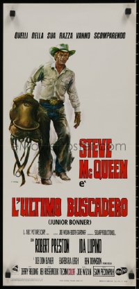 7t0976 JUNIOR BONNER Italian locandina 1972 different art of rodeo cowboy Steve McQueen by Casaro!
