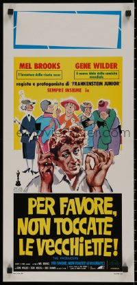 7t1050 PRODUCERS Italian locandina R1975 Brooks classic, different art of Gene Wilder & old ladies!