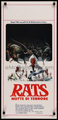 7t1054 RATS Italian locandina 1984 Piovano art of motorcycle punks who fight killer rodents!