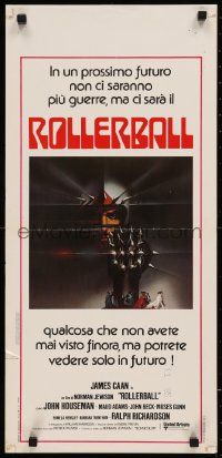 7t1061 ROLLERBALL Italian locandina 1975 a future where war does not exist, Bob Peak art!