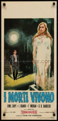 7t1088 SWEET SOUND OF DEATH Italian locandina 1966 man in suit watching sexy ghost rise from grave!
