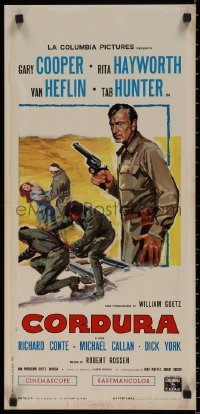 7t1098 THEY CAME TO CORDURA Italian locandina R1960s different art of Cooper with gun, Hayworth!
