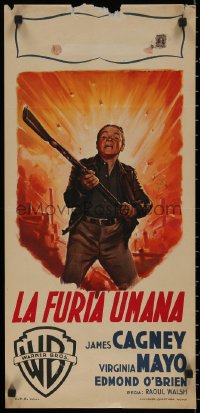 7t1122 WHITE HEAT Italian locandina 1950 completely different art of James Cagney by Martinati!