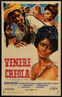 7t1112 VENERE CREOLA Italian locandina 1961 Caribbean voodoo cockfighting black comedy, Acerbo art!