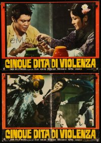 7t0785 5 FINGERS OF DEATH group of 6 Italian 18x26 pbustas 1973 with sights like never before!