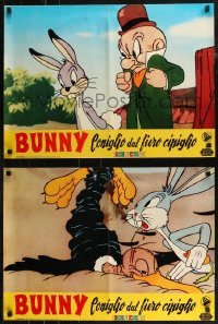 7t0823 BUNNY CONIGLIO DAL FIERO CIPIGLIO group of 3 Italian 19x26 pbustas 1963 Bugs Bunny with Beaky Buzzard!