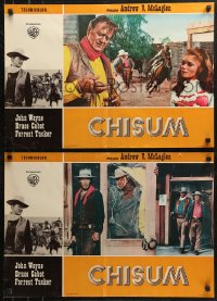 7t0824 CHISUM group of 3 Italian 18x26 pbustas R1970s BIG John Wayne, the legend, hero, the western!