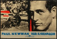 7t0842 HUD Italian 19x27 pbusta 1963 Paul Newman is the man with the barbed wire soul, different!