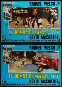 7t0733 KANSAS CITY BOMBER group of 9 Italian 18x26 pbustas 1973 sexy roller derby girl Raquel Welch!