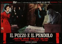 7t0844 PIT & THE PENDULUM Italian 18x26 pbusta R1975 Vincent Price, Roger Corman & Edgar Allan Poe!