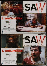 7t0819 SAW group of 4 Italian 19x27 pbustas 2004 Cary Elwes, Danny Glover, Monica Potter, gory images!