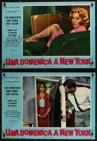 7t0722 SUNDAY IN NEW YORK group of 10 Italian 19x26 pbustas 1964 Cliff Robertson, Taylor, Jane Fonda!
