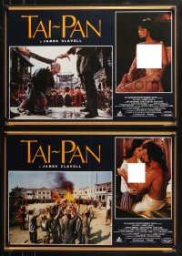 7t0765 TAI-PAN group of 8 Italian 18x26 pbustas 1986 James Clavell, Joan Chen, historical Hong Kong!