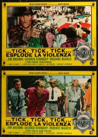 7t0739 TICK TICK TICK group of 9 Italian 18x27 pbustas 1970 black sheriff Jim Brown in Southern town!