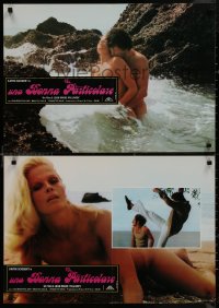 7t0784 VERY SPECIAL WOMAN group of 7 Italian 18x26x26 pbustas 1979 Karin Schubert, couple on beach!