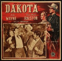 7t0674 DAKOTA Italian 13x13 pbusta 1948 John Wayne & pretty Vera Ralston in old West, different!