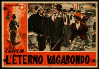 7t0682 L'ETERNO VAGABONDO Italian 14x19 pbusta 1955 image of Chaplin w/ cop & woman on street!