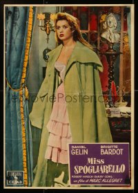 7t0684 MADEMOISELLE STRIPTEASE Italian 13x19 pbusta 1957 Bardot is France's most luscious export!