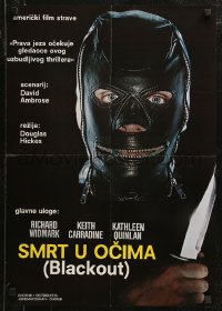 7t0223 BLACKOUT Yugoslavian 19x28 1985 Richard Widmark, Keith Carradine, masked man with knife!
