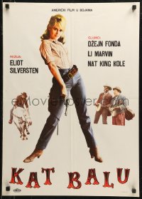 7t0224 CAT BALLOU Yugoslavian 20x28 1965 classic sexy cowgirl Jane Fonda, Lee Marvin, great image!