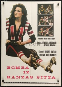 7t0253 KANSAS CITY BOMBER Yugoslavian 20x28 1974 sexy roller derby girl Raquel Welch, different!