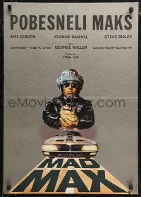 7t0258 MAD MAX Yugoslavian 19x27 1980 Miller, different art of cop Mel Gibson by Tom Beauvais!