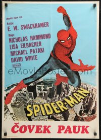 7t0279 SPIDER-MAN Yugoslavian 20x28 1977 Marvel Comic, great art of Nicholas Hammond as Spidey!