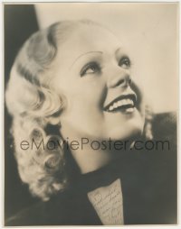 7w0191 ALICE FAYE signed deluxe 10.75x13.5 still 1930s head & shoulders c/u smiling & looking up!