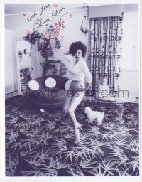 7w0790 BLAZE STARR signed 8.5x11 REPRO photo 1980s the legendary stripper at home with her dog!