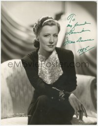 7w0796 IRENE DUNNE signed deluxe 11x14.25 RE-STRIKE still 1970s Paramount studio portrait sitting on couch!