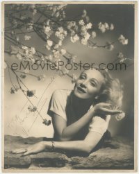 7w0205 MARLENE DIETRICH signed deluxe 11x14 still 1930s portrait with cherry blossoms by Welbourne!