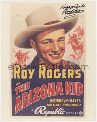 7w0815 ROY ROGERS signed 11x14 color REPRO photo 1980s cool image of The Arizona Kid one-sheet!
