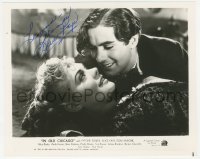 7w0828 ALICE FAYE signed 8x10 REPRO still 1980s close up with Tyrone Power from In Old Chicago!