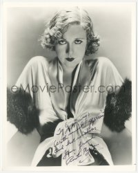 7w0836 ANITA PAGE signed 8x10 REPRO still 1980s great close portrait wearing fur-trimmed dress!