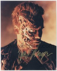 7w0843 ARNOLD SCHWARZENEGGER signed color 8x10 REPRO still 2000s Terminator with half melted face!